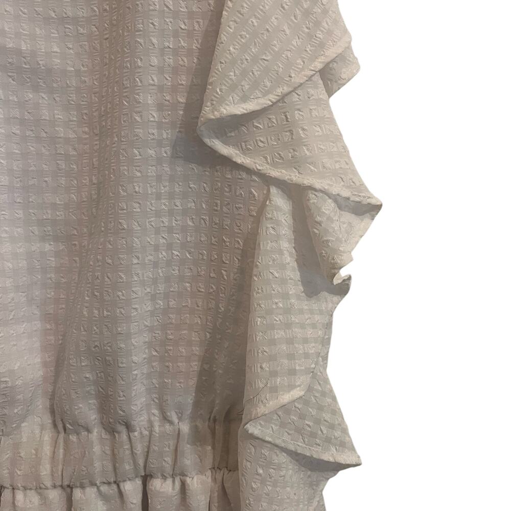 KOCH Womens Bright White Madison Check Dress, ruflle, Size S - Picture 7 of 9